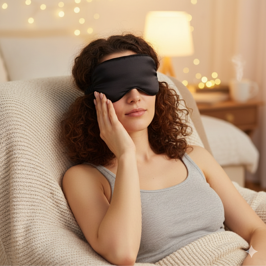 BreatheCozy™ IMEBO Silk Sleep Eye Mask — Complete Light-Blocking & Ventilated Eye Mask for Deep, Restful Sleep